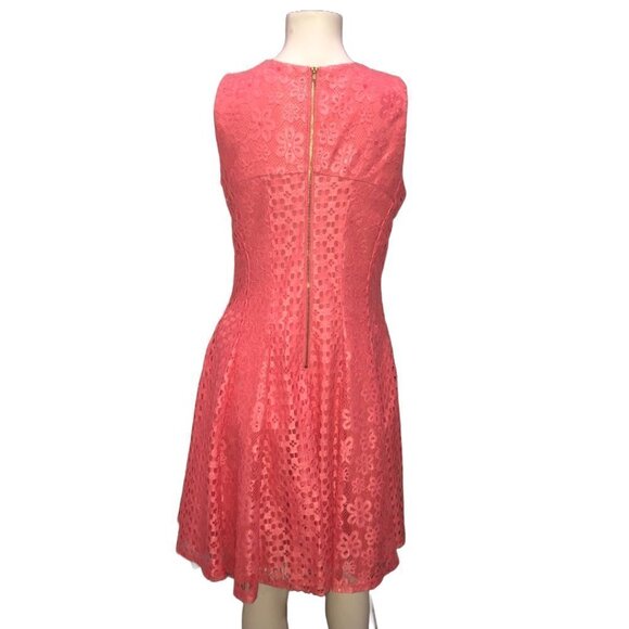 𝅺ladies Danny & Nicole coral Lace Fit & Flair dress Size S - Picture 2 of 3